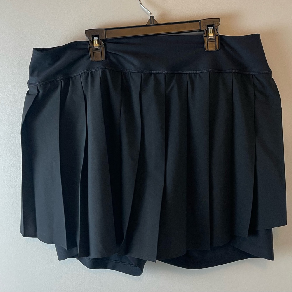Old Navy High Waist Stretch Pleated Black Athletic Skort, Pockets, Size XL